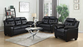 Coaster Finley Upholstered Pillow Top Arm Living Room Set Black Model 506551-S3